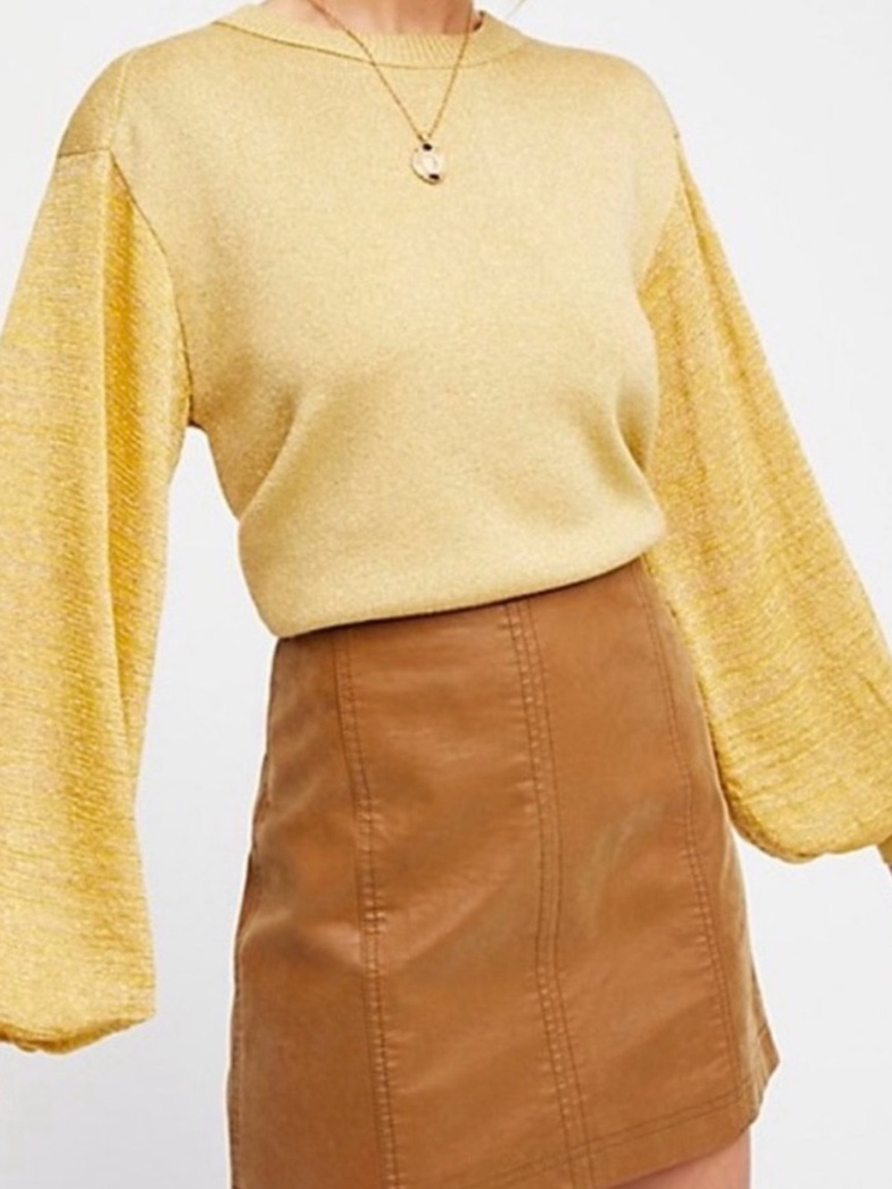 Free People Mustard Yellow Knit Sweater